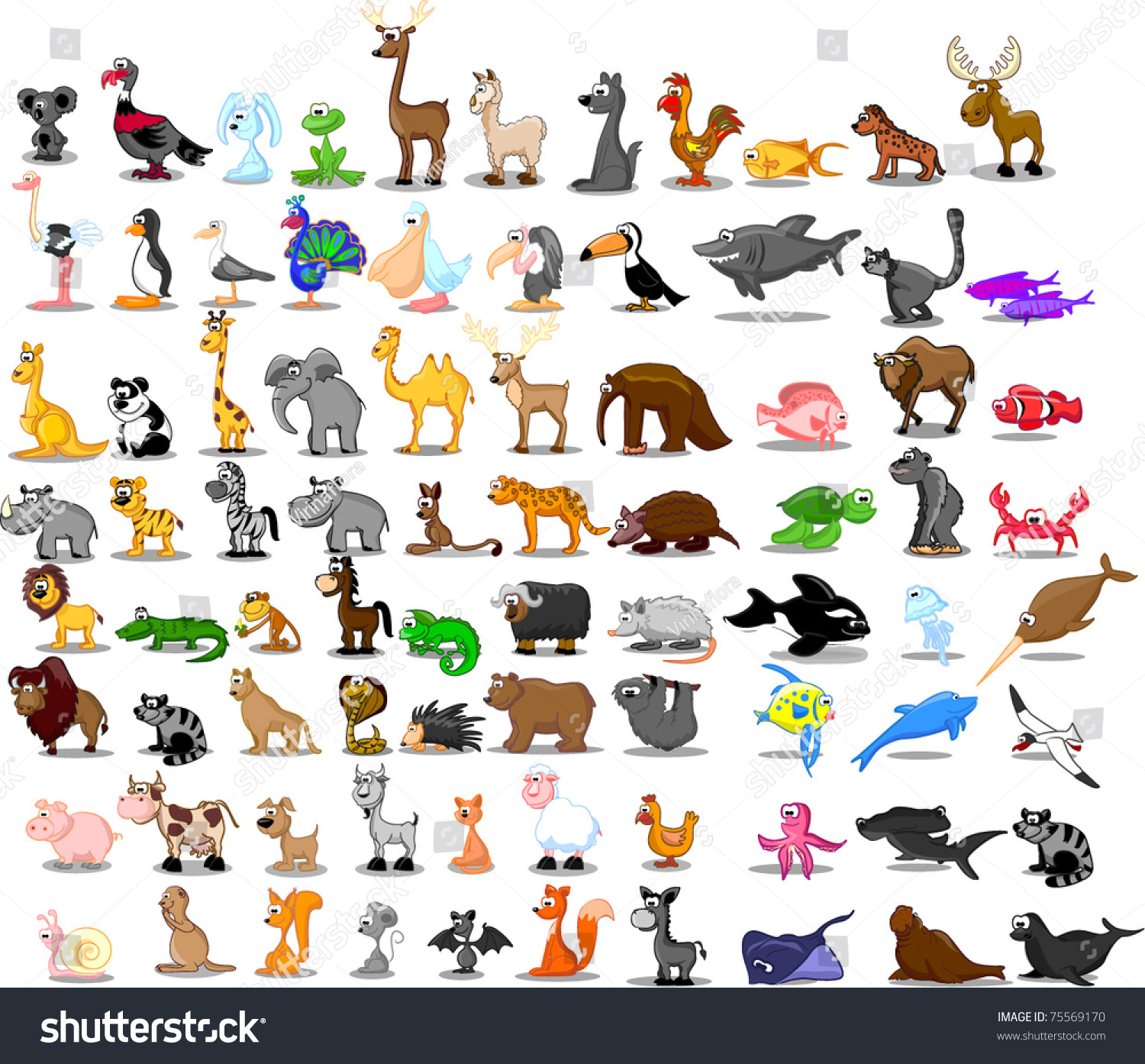 Extra Large Set Animals Including Lion Stock Vector (Royalty Free ...