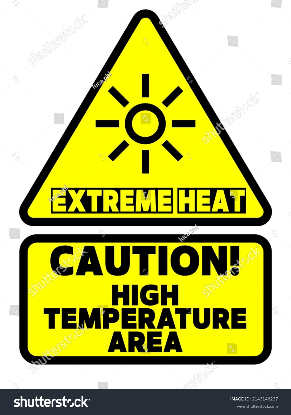 Extreme Heat Yellow Triangle Warning Sign Stock Vector (Royalty Free ...