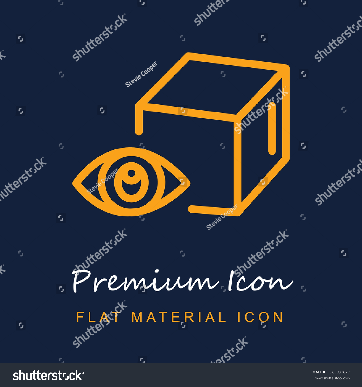 SVG of Eye And A Cube premium material ui ux isolated vector icon in navy blue and orange colors svg