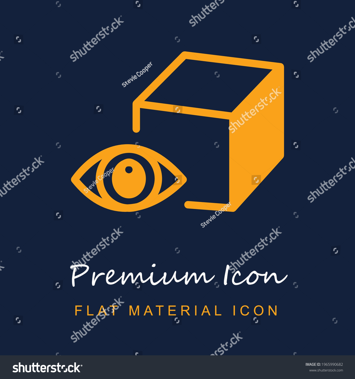 SVG of Eye And A Cube premium material ui ux isolated vector icon in navy blue and orange colors svg