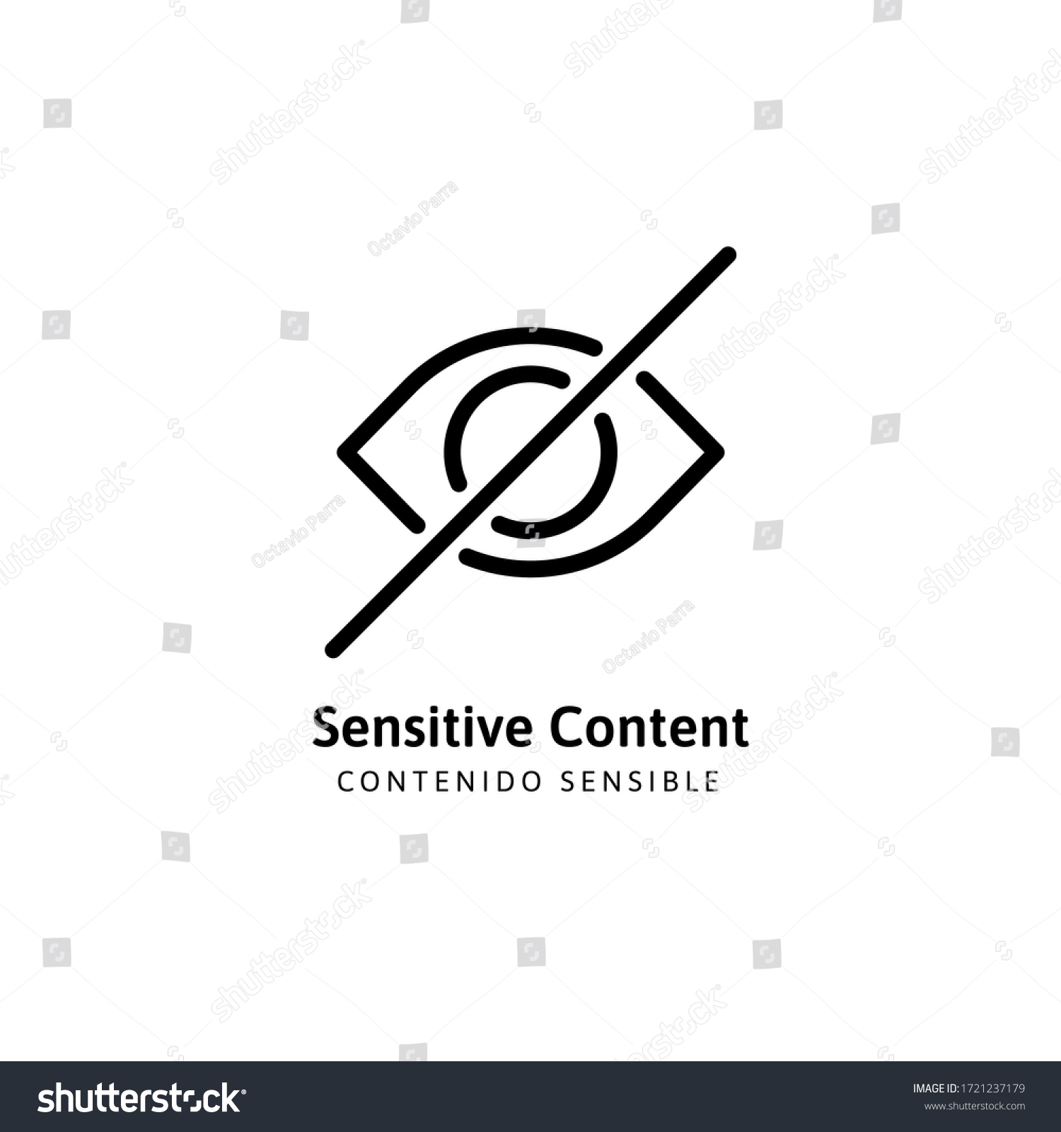 SVG of Eye. Caution. Icon for sensitive photo content or explicit video content, inappropriate content, internet safety concept, censored only adult 18 plus, attention Sign. Vector Illustration symbol. svg