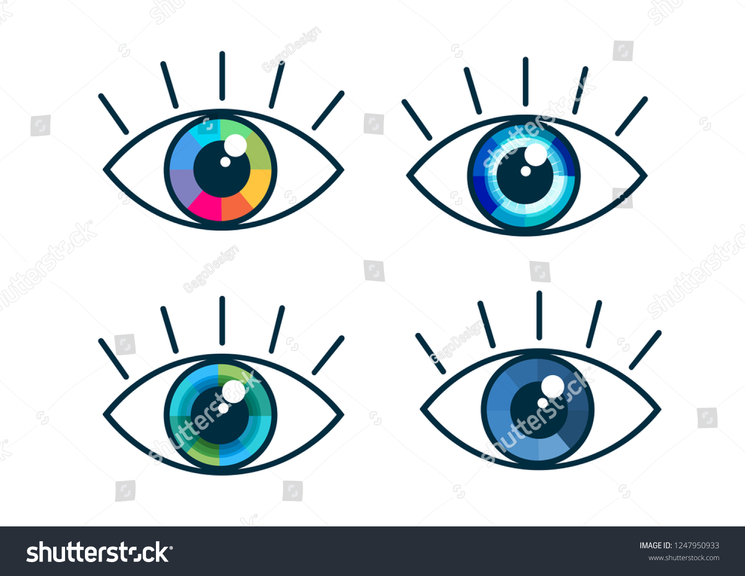 Eye Icon Set Eye Symbols Flat Stock Vector (Royalty Free) 1247950933 ...