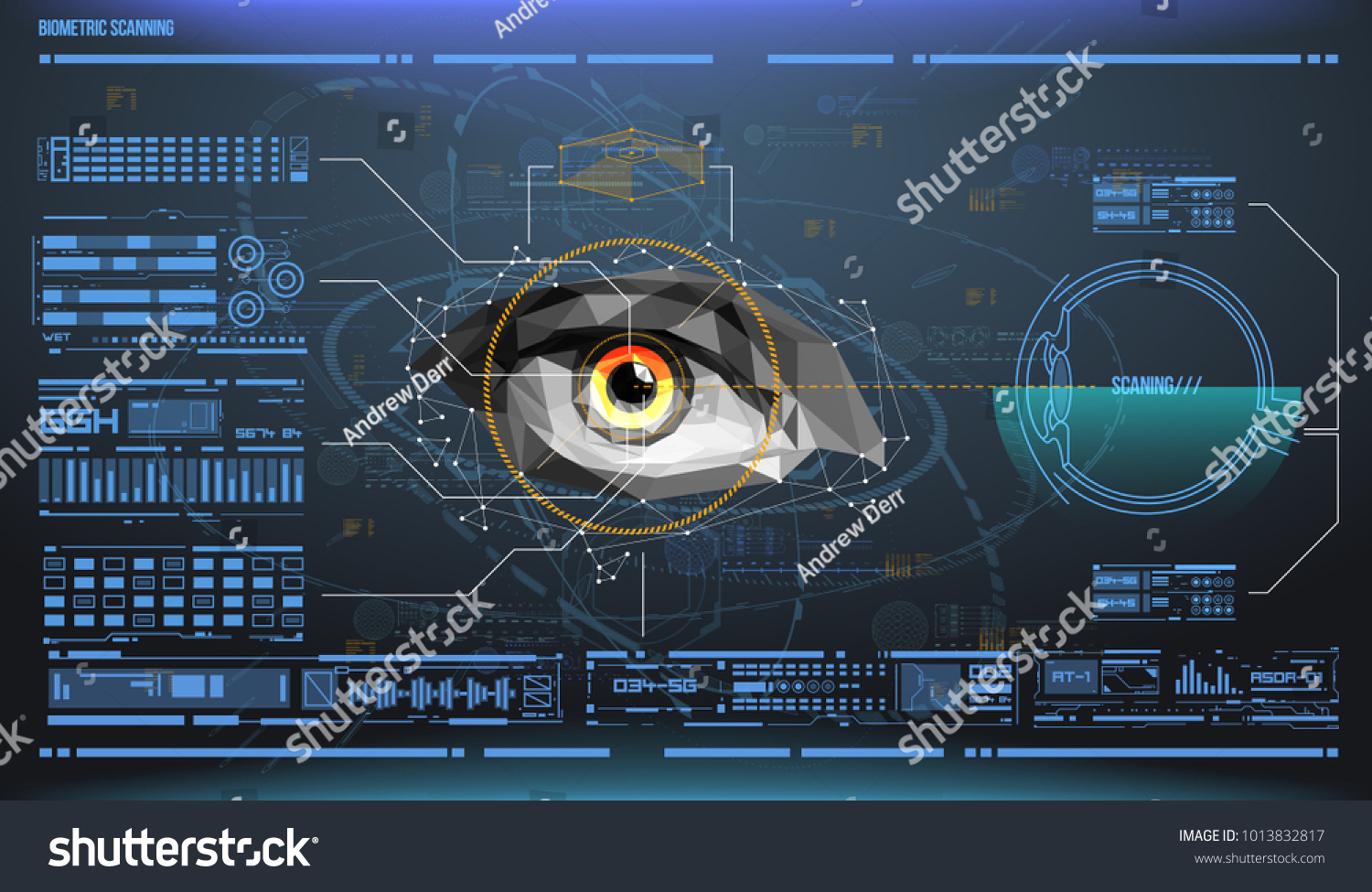 24 520 Biometric Security Scan Stock Vectors Images Vector Art   Stock Vector Eye In Process Of Scanning Biometric Scan With Futuristic Hud Interface Control And Security In 1013832817 