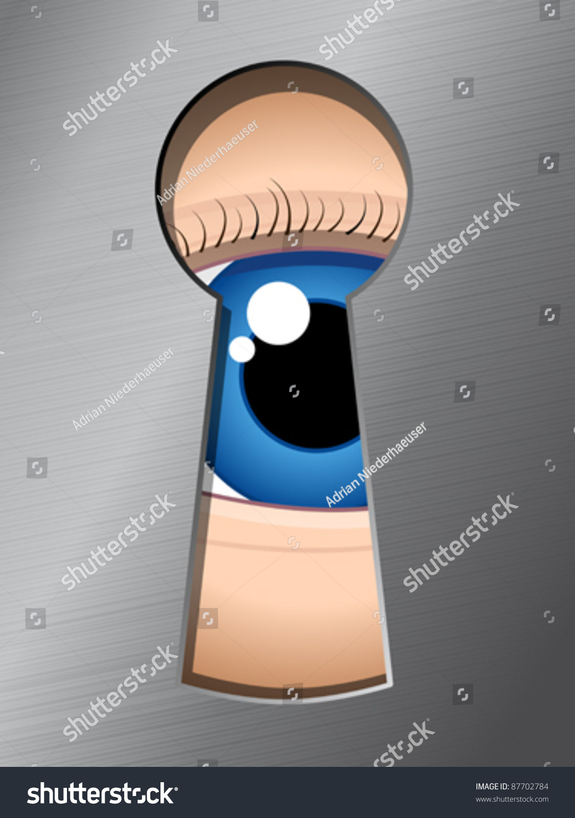 Eye Looks Through Keyhole Peeping Tom Stock Vector (Royalty Free ...