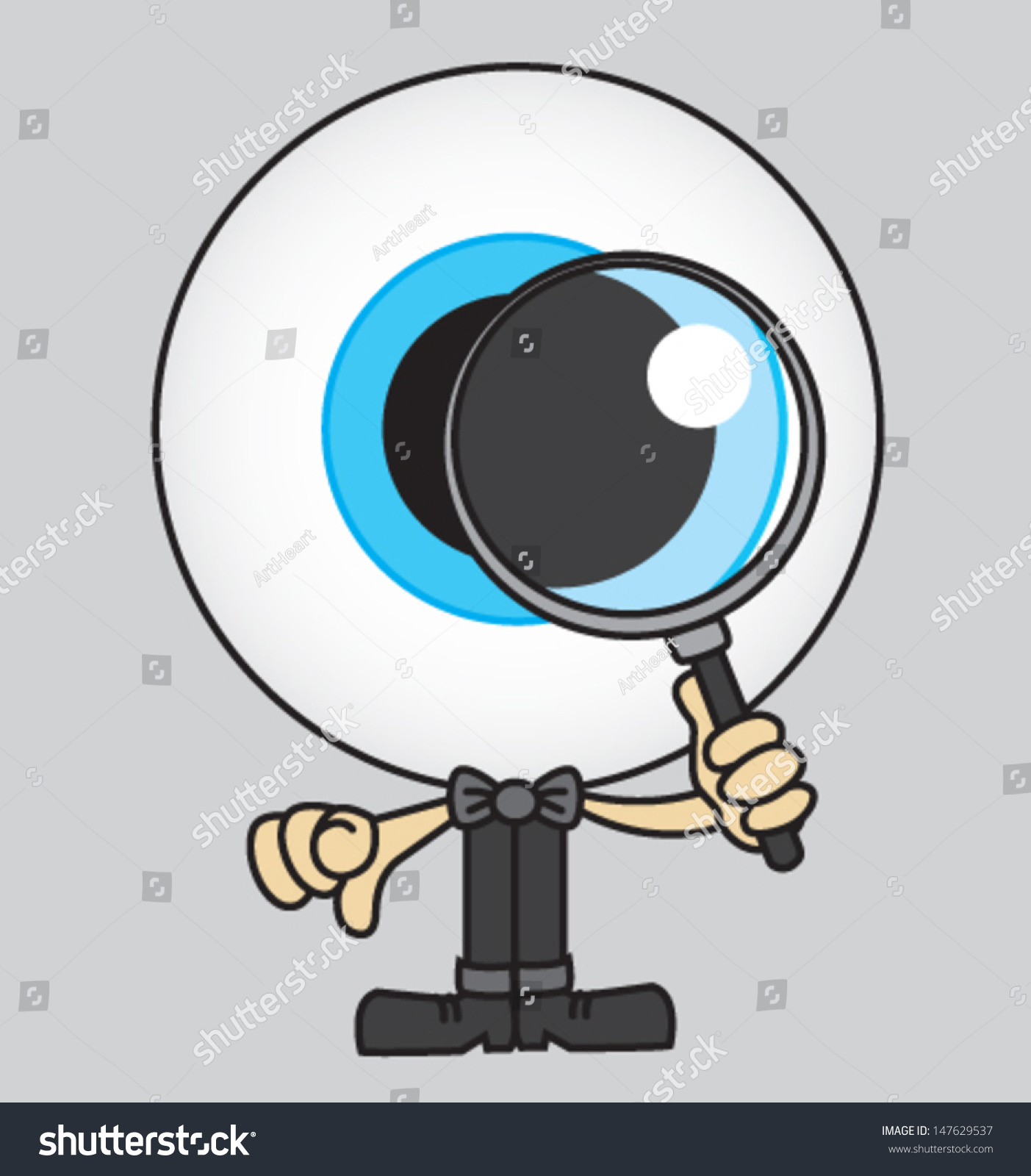 Eye Spy With My Little Eye. Eye Cartoon Holding A Magnifying Glass ...