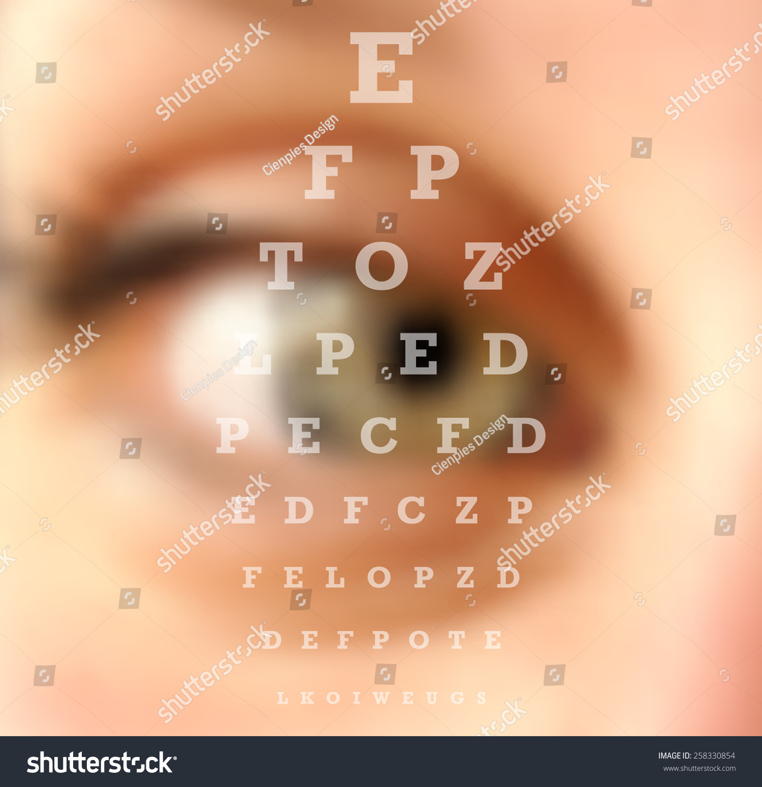 Eye Test Vision Chart Close Up Blurred Effect. Ophthalmology Concept ...