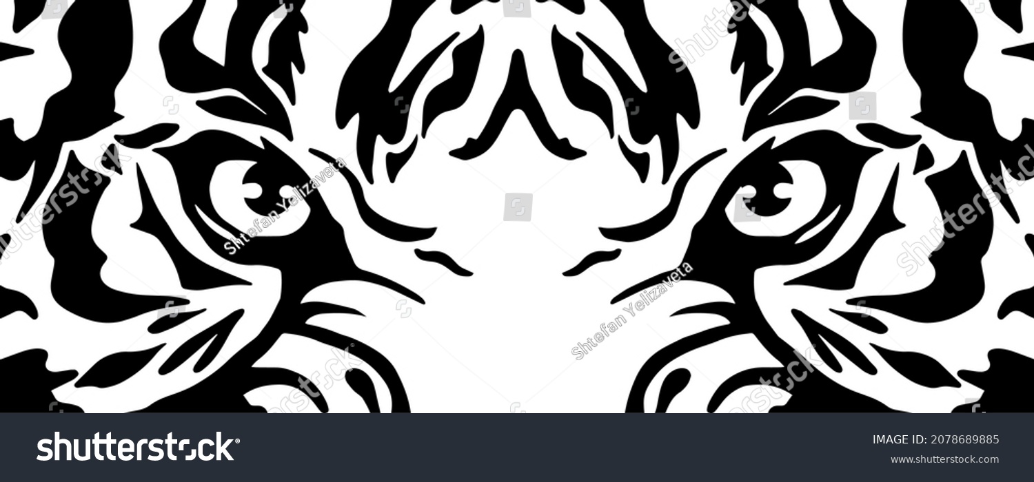 SVG of Eyes Tiger. Angry tiger cut svg file. Black and white vector of a tiger head. Angry tiger head sport mascot logo on a white background. Vector illustration. T-shirt design. Vinyl Decal Plotter svg