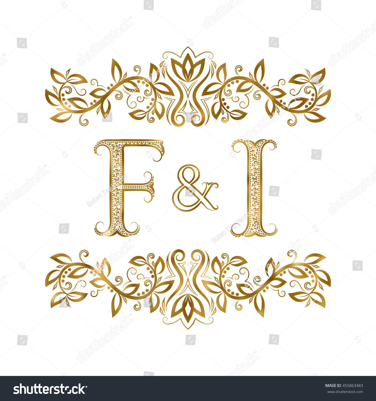 F Vintage Initials Logo Symbol Letters Stock Vector 455863483 ...