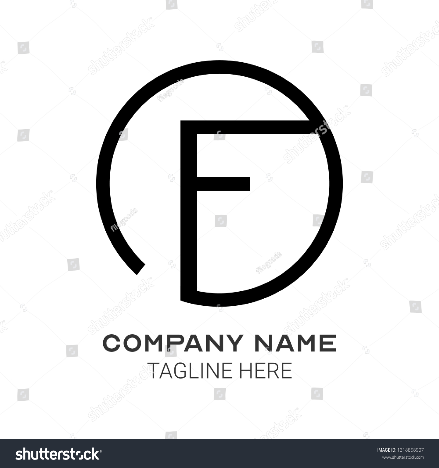 F Inital Letter Logo Design Stock Vector (Royalty Free) 1318858907 ...