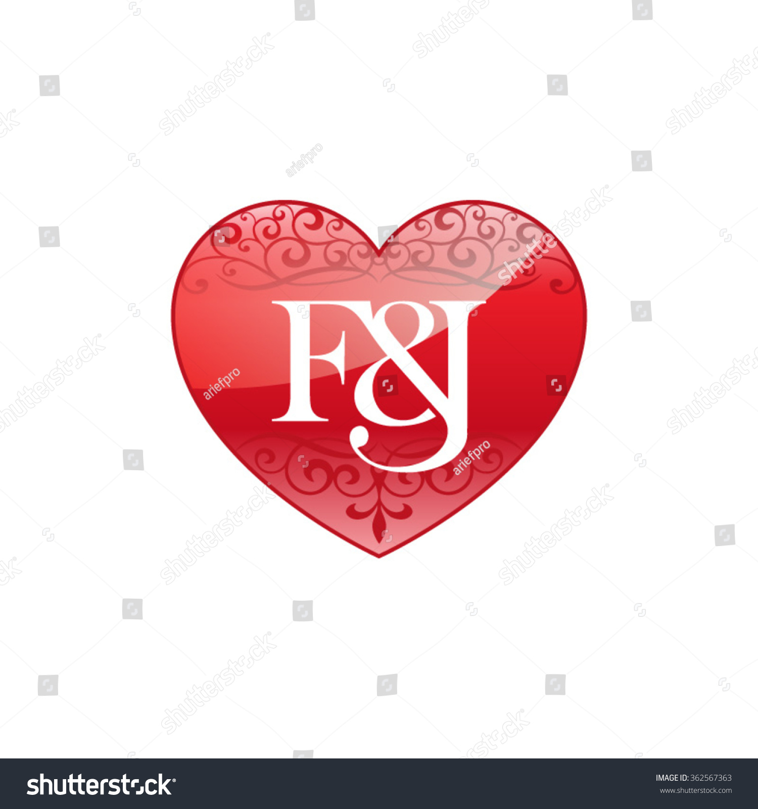 Fj Initial Letter Couple Logo Ornament Stock Vector Royalty Free 362567363