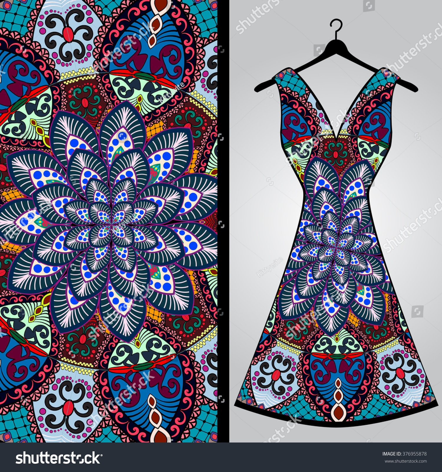 Fabric Pattern Design Womans Dress Vector Stock Vector Royalty Free