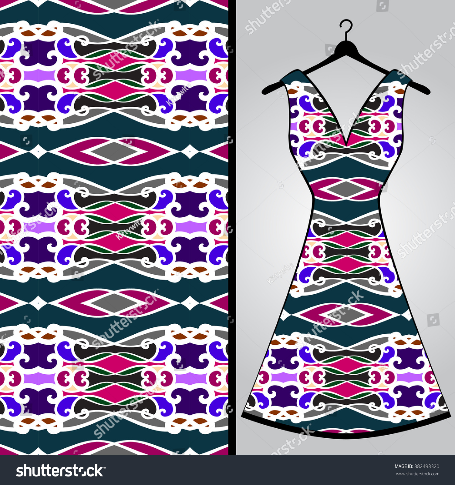 Fabric Pattern Design Womans Dress Vector Stock Vector (royalty Free 