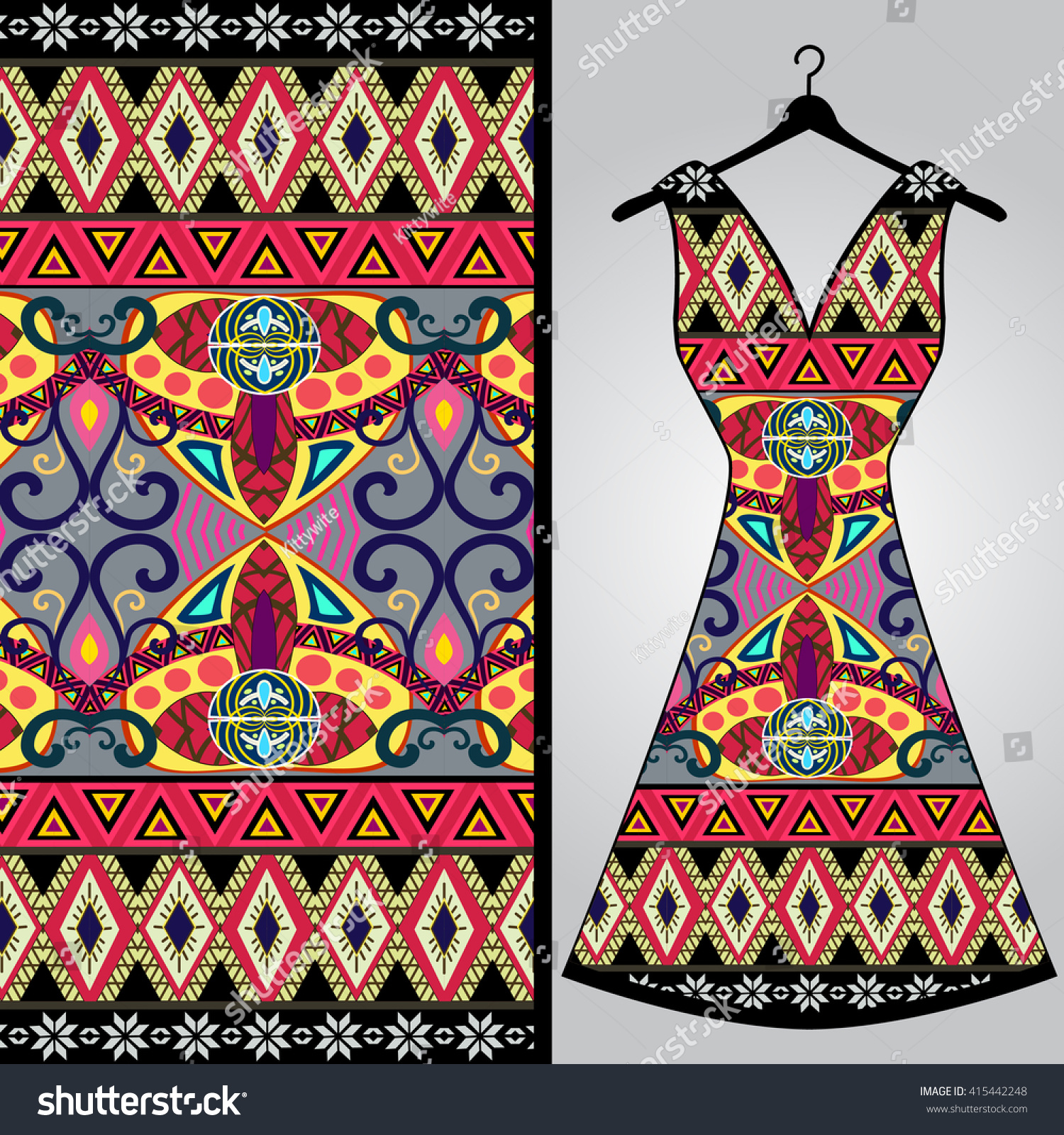 Fabric Pattern Design Womans Dress Vector Stock Vector (royalty Free 