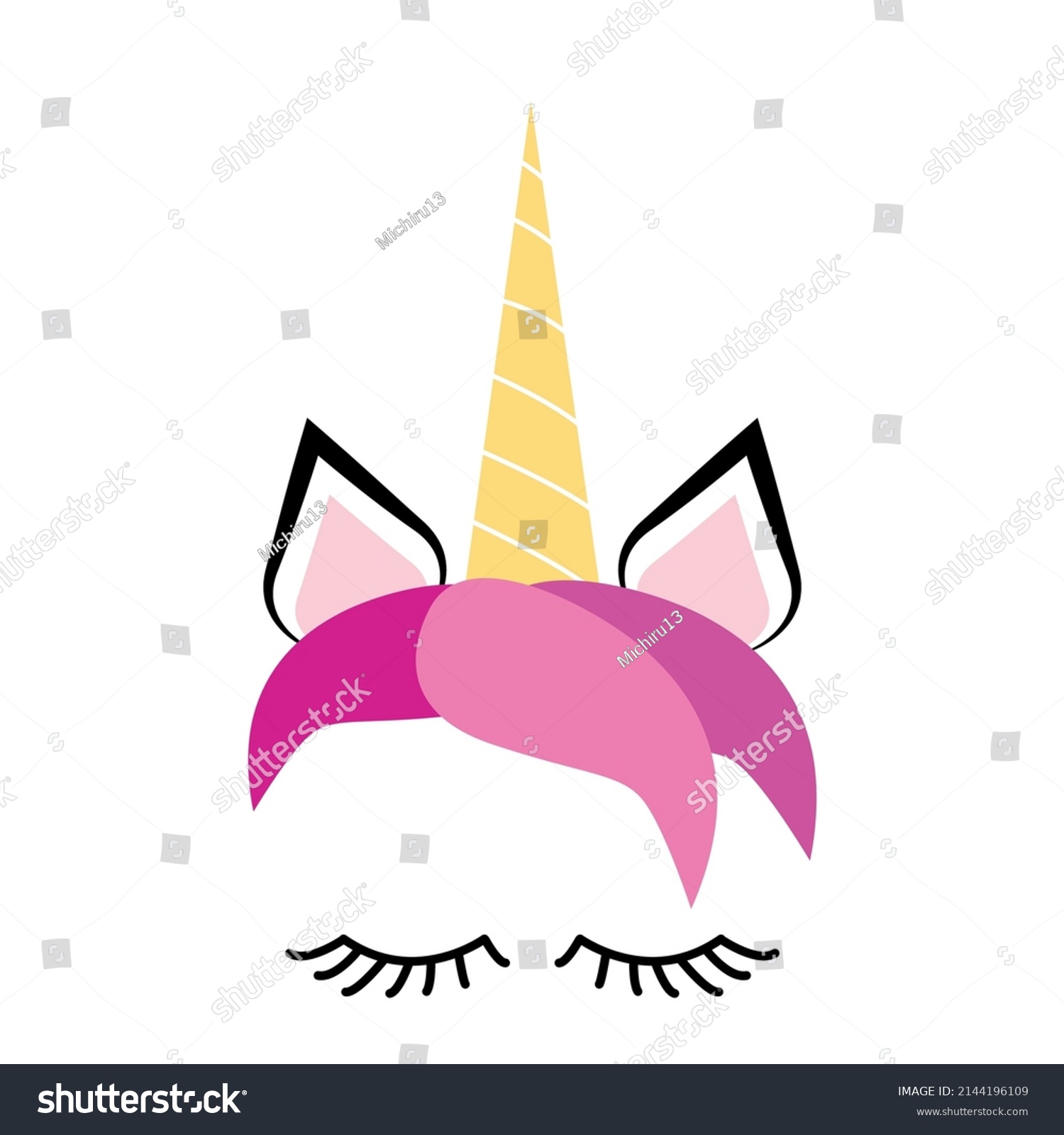 Fabulous Cute Unicorn Golden Gilded Horn Stock Vector (Royalty Free ...