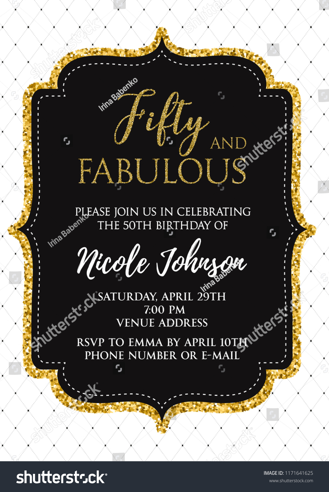 Fabulous Fifty Birthday Party Vector Printable Stock Vector