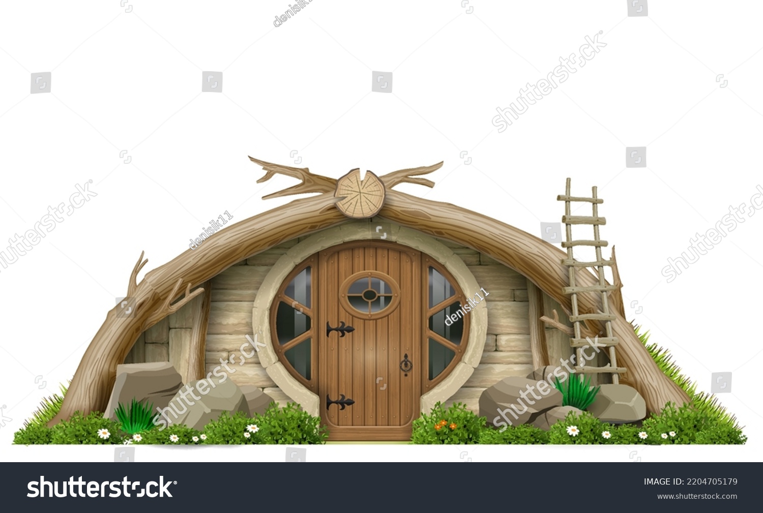 SVG of Facade of a fabulous gnome or hobbit house. Chum wigwam or dwelling of primitive man. svg