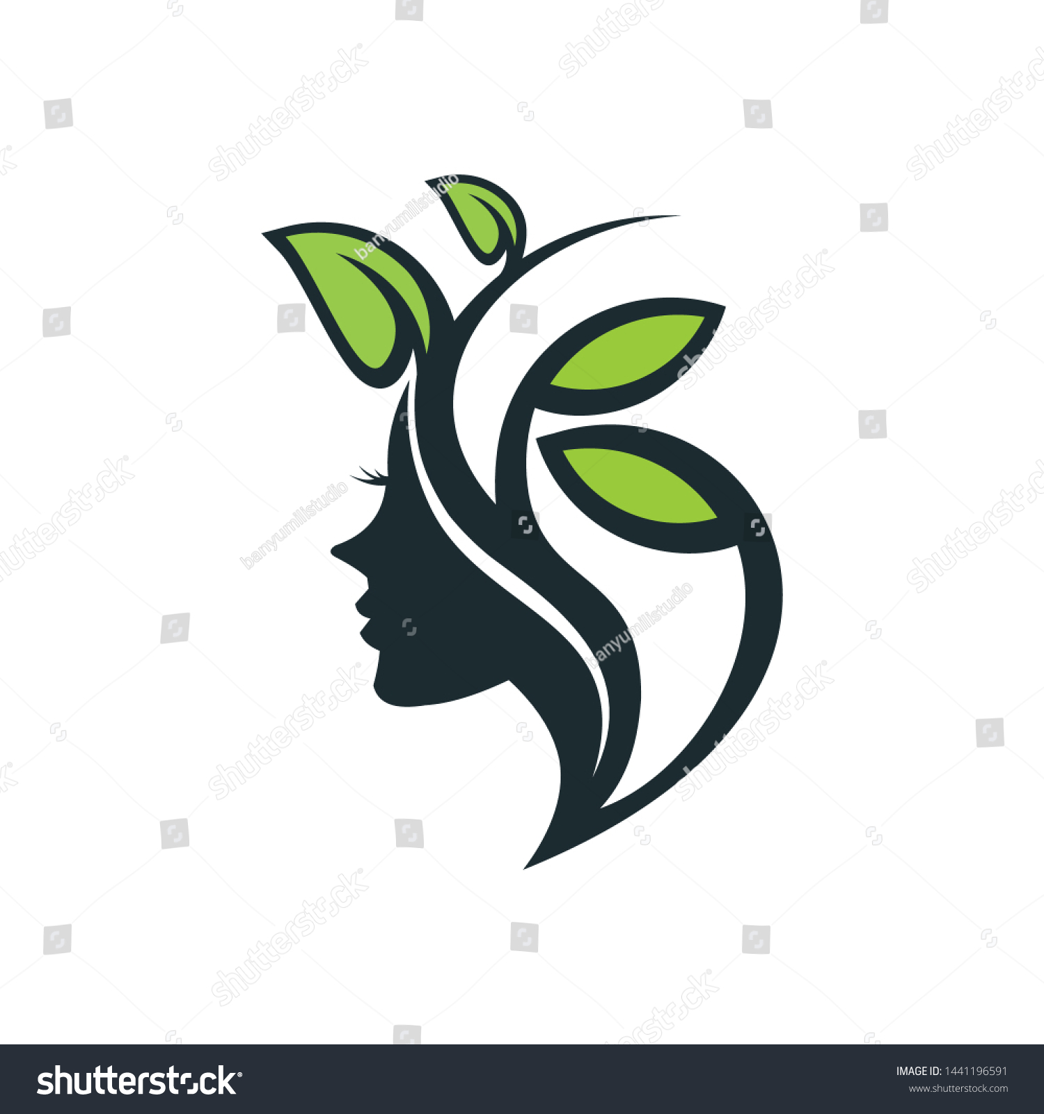Face Leaf Logo Template Stock Vector Royalty Free