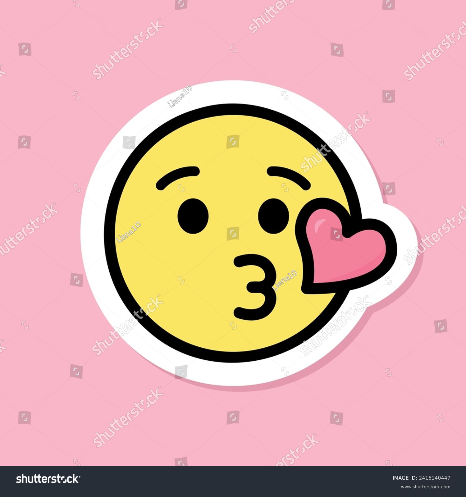 SVG of face blowing a kiss emoji sticker, cute sticker on pink background, vector design element svg