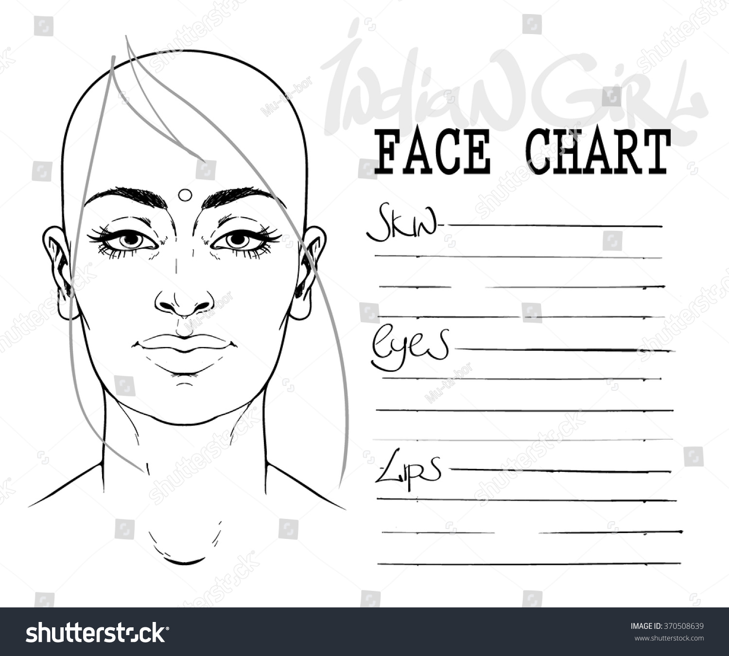 Stock Vektor „face Chart Make Artist Blank Indian“ Bez Autorských