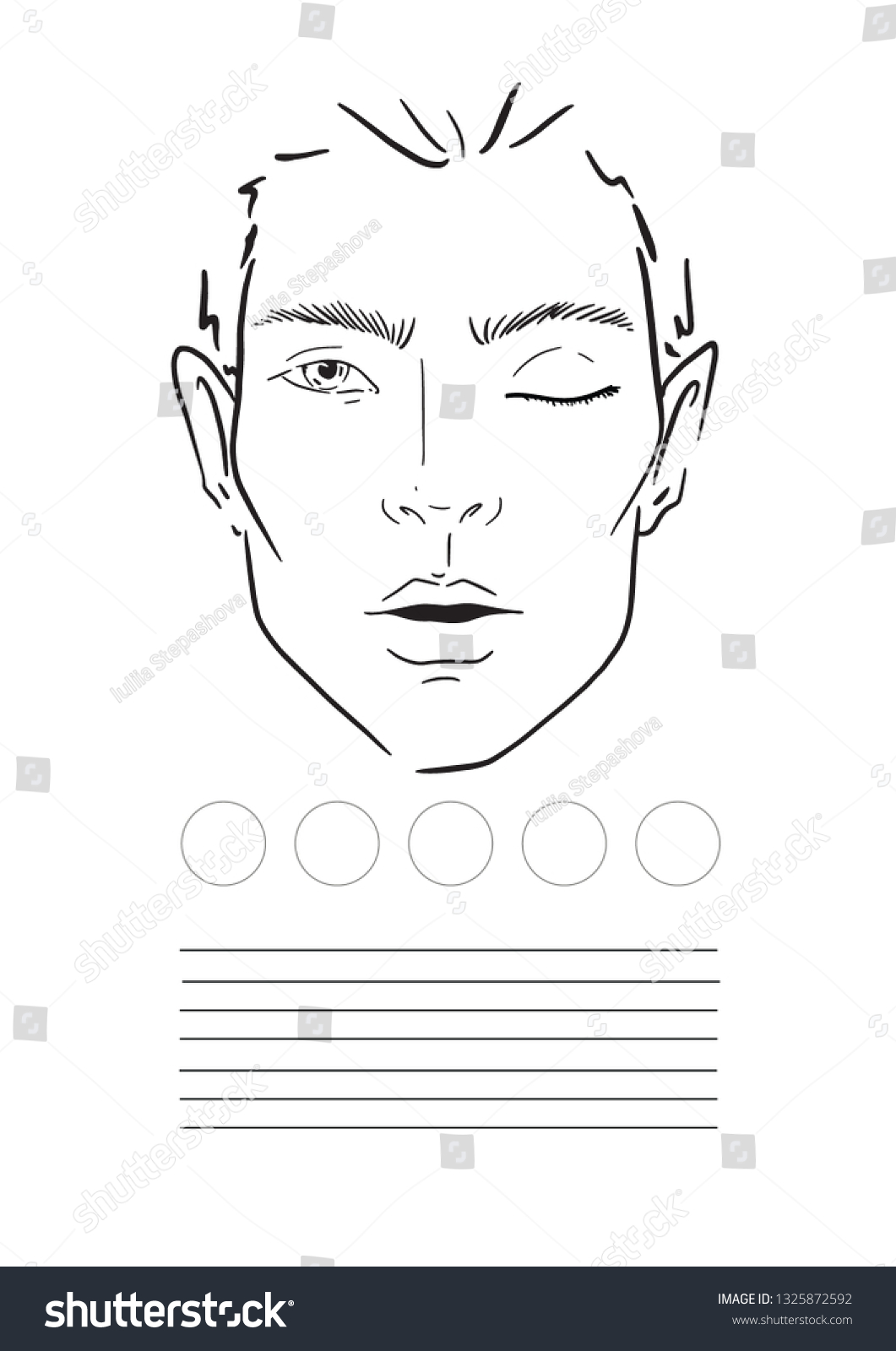 Vektor Stok Face Chart Makeup Artist Blank Template Tanpa Royalti 1325872592 Shutterstock