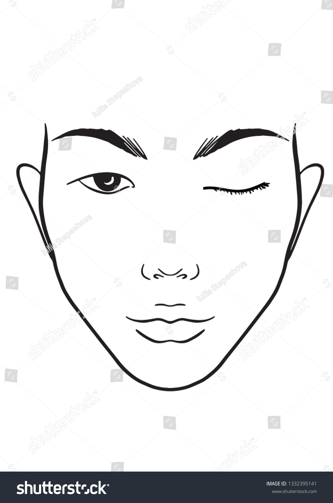 Vektor Stok Face Chart Makeup Artist Blank Template Tanpa Royalti 1332395141 Shutterstock