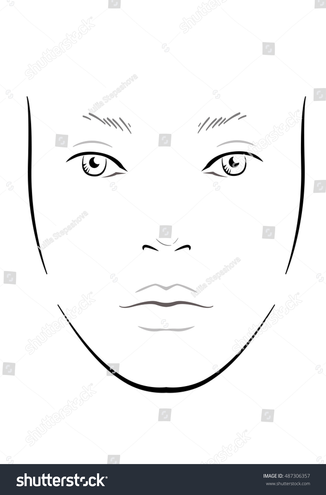 Face Chart Makeup Artist Blank Template Stock Vector (Royalty Free ...