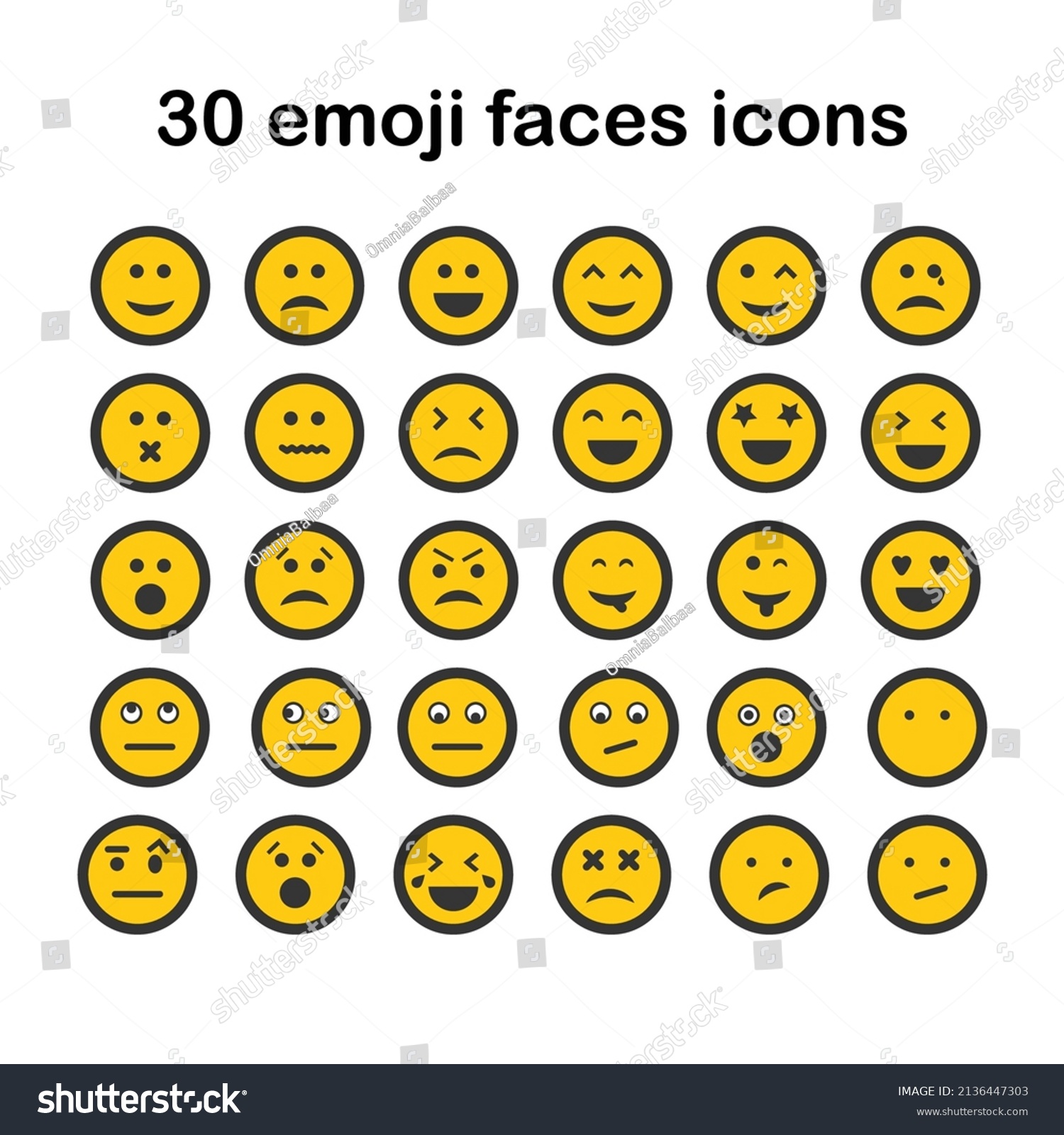 Face Emojis Icon Simple Round Set Stock Vector (Royalty Free