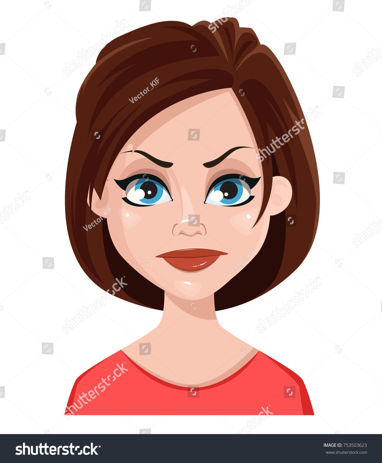 Vektor Stok Face Expression Woman Dissatisfied Angry Female Tanpa Royalti 753503623 Shutterstock 5347