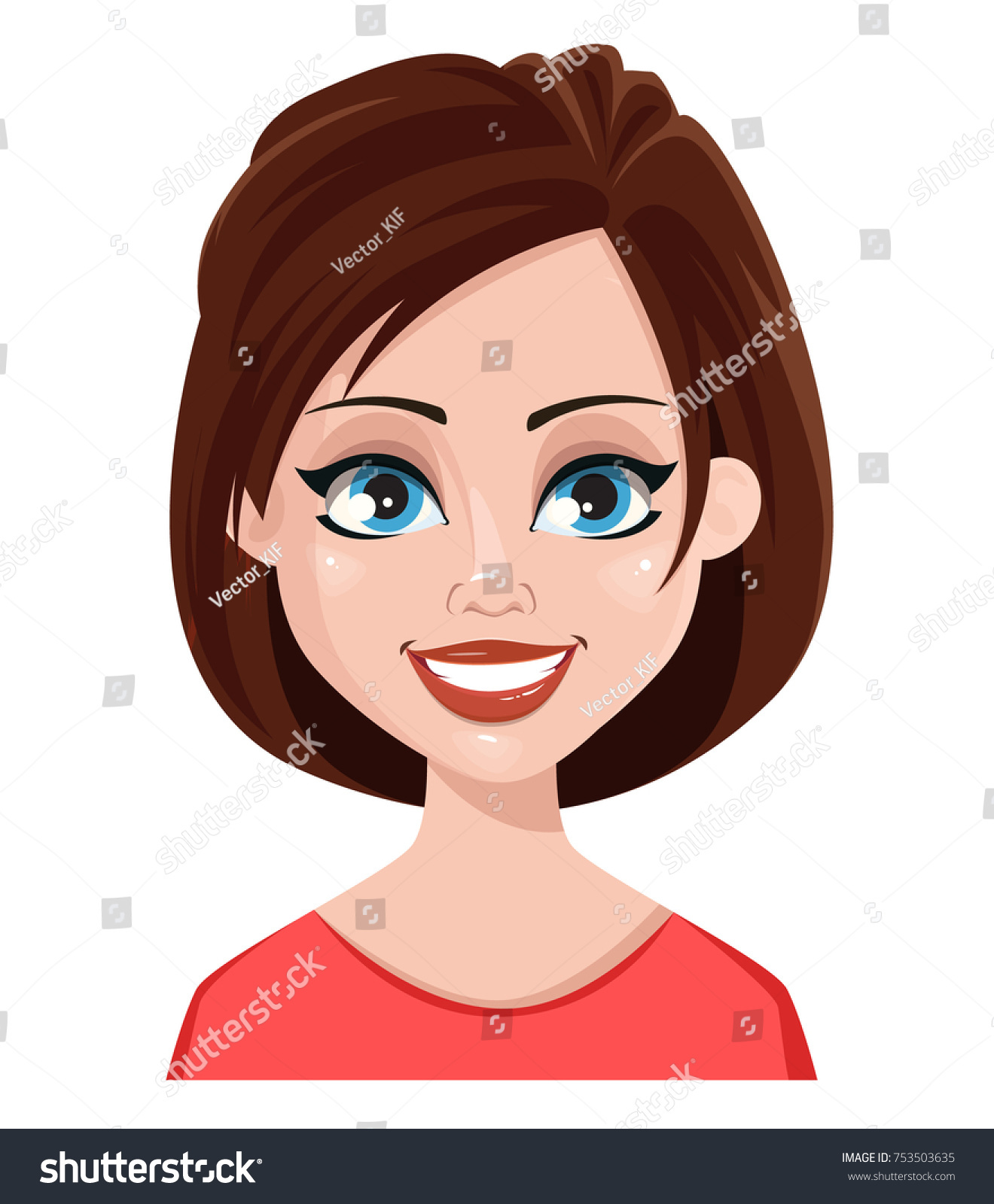 Face Expression Woman Smiling Female Emotions Stock Vector (Royalty ...