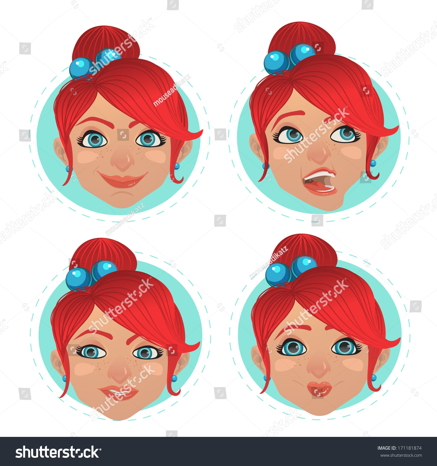 Face Girl Red Hair Stock Vector Royalty Free 171181874 Shutterstock 