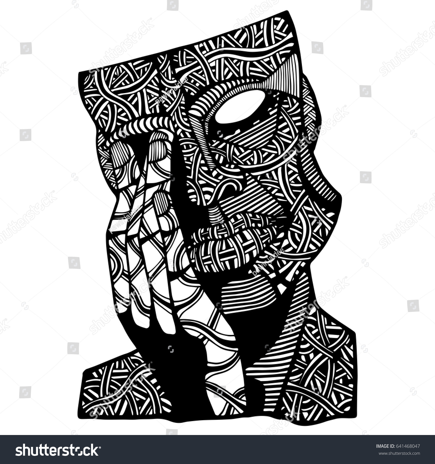 Face Man Doodle Art Coloring Page Stock Vector Royalty Free