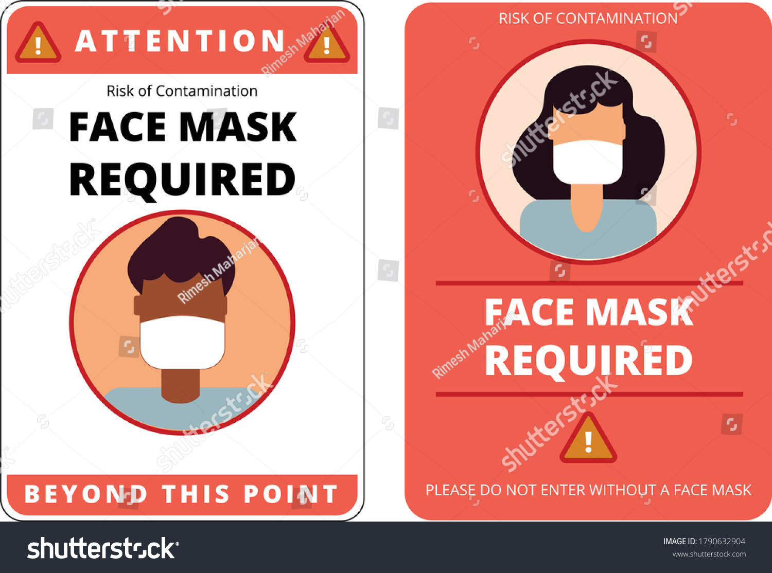 Face Mask Required Poster Entry Face Stock Vector Royalty Free