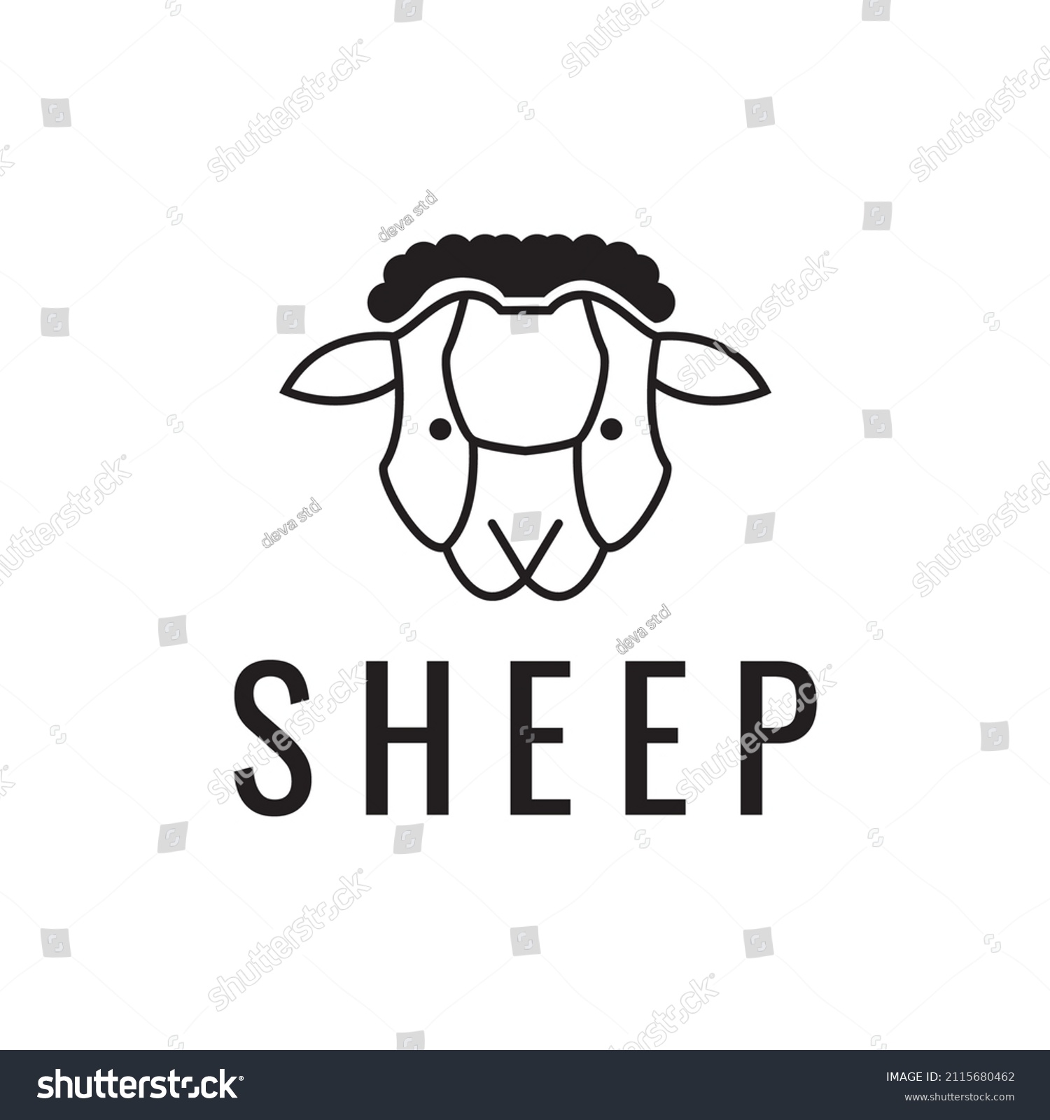 Face Minimal Sheep Cartoon Logo Design Stock Vector (Royalty Free ...