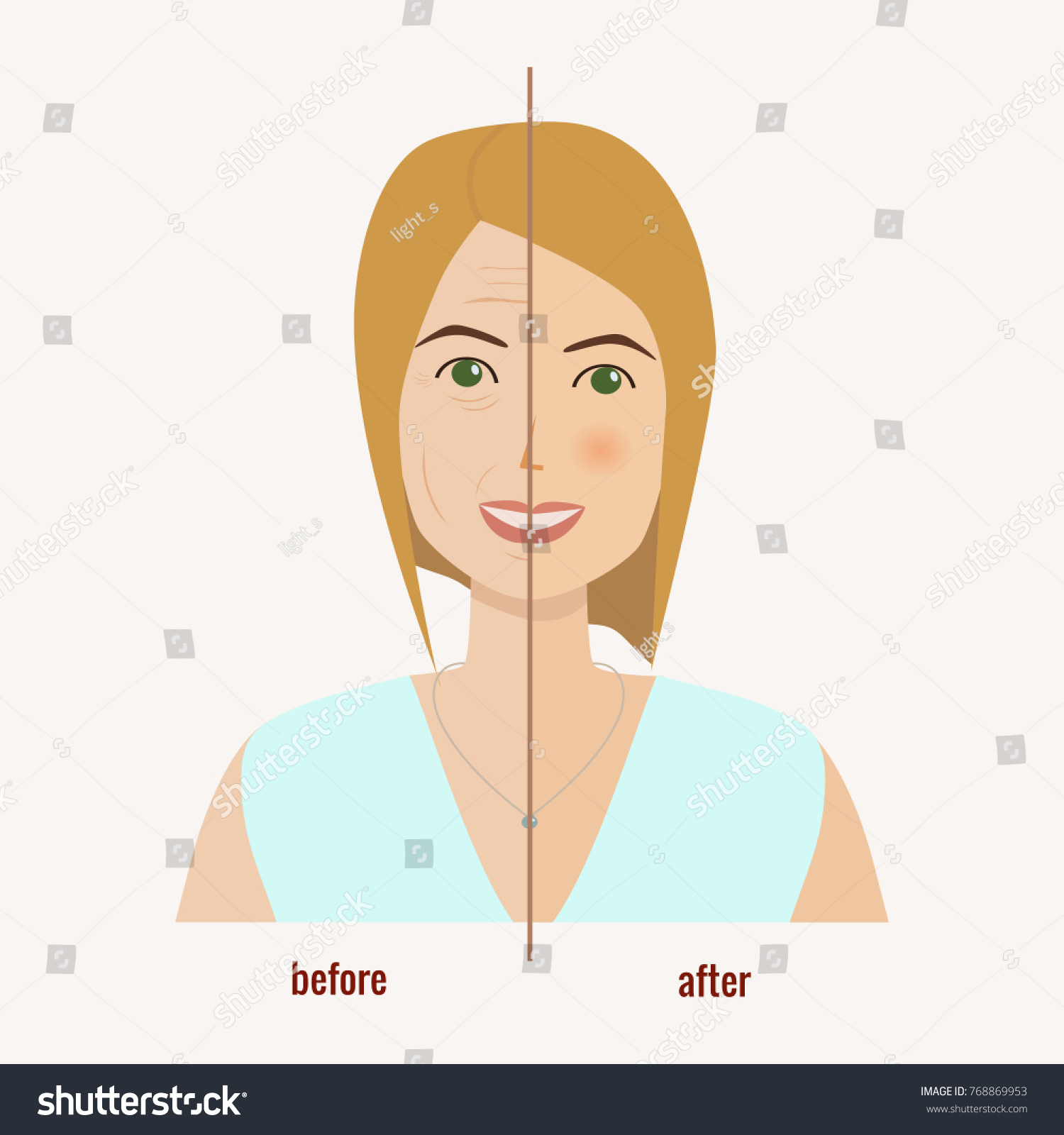 Face Woman Before After Facial Treatment стоковая векторная графика без лицензионных платежей