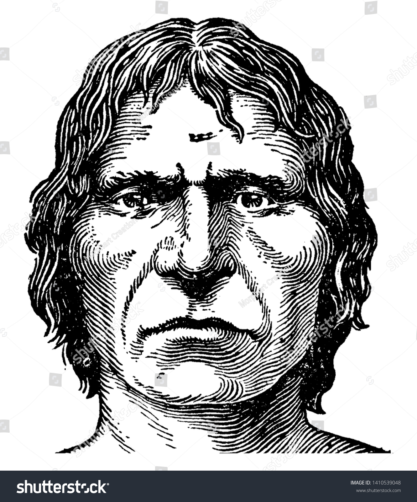 SVG of Face of Cro-Magnon man, vintage line drawing or engraving illustration svg