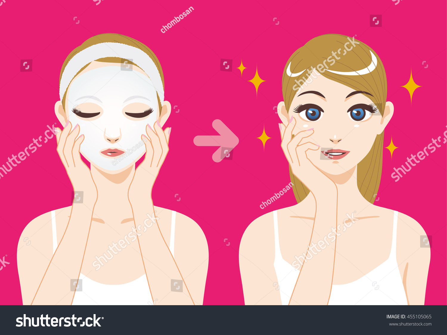 Face Pack Before After, Woman Skin Care, Cartoon Illustration ...