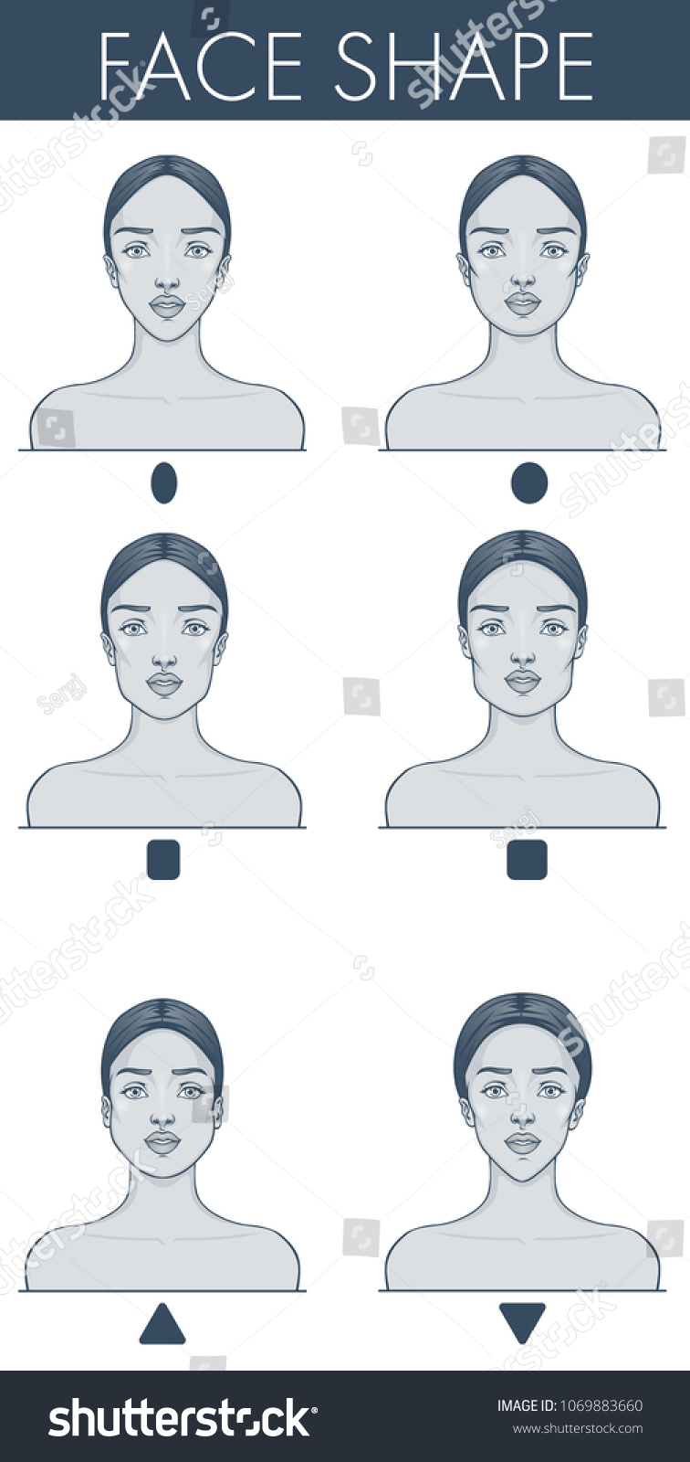Face Shapes Guide Vector Illustration Pretty Stock Vector (Royalty Free