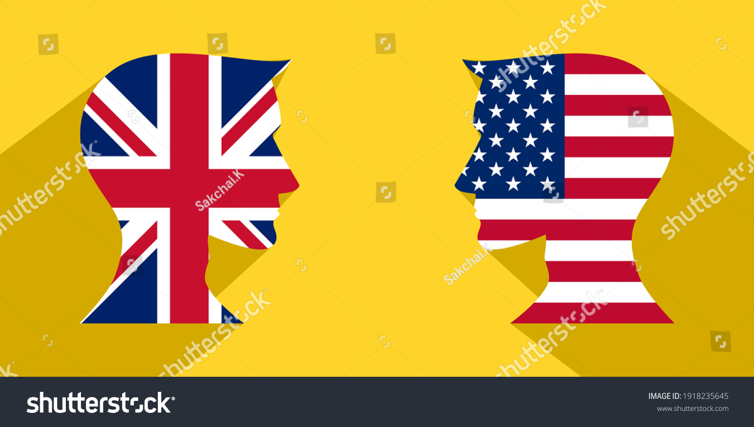 SVG of face to face concept. british vs american. vector illustration svg