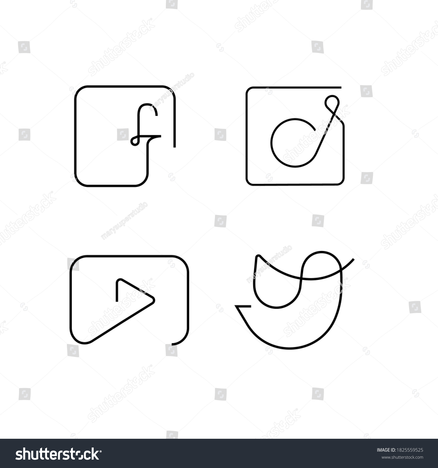 Facebook Twitter Instagram Icons Continuous Stock Vector Facebook Twitter Instagram Icons Continuous Stock Vector