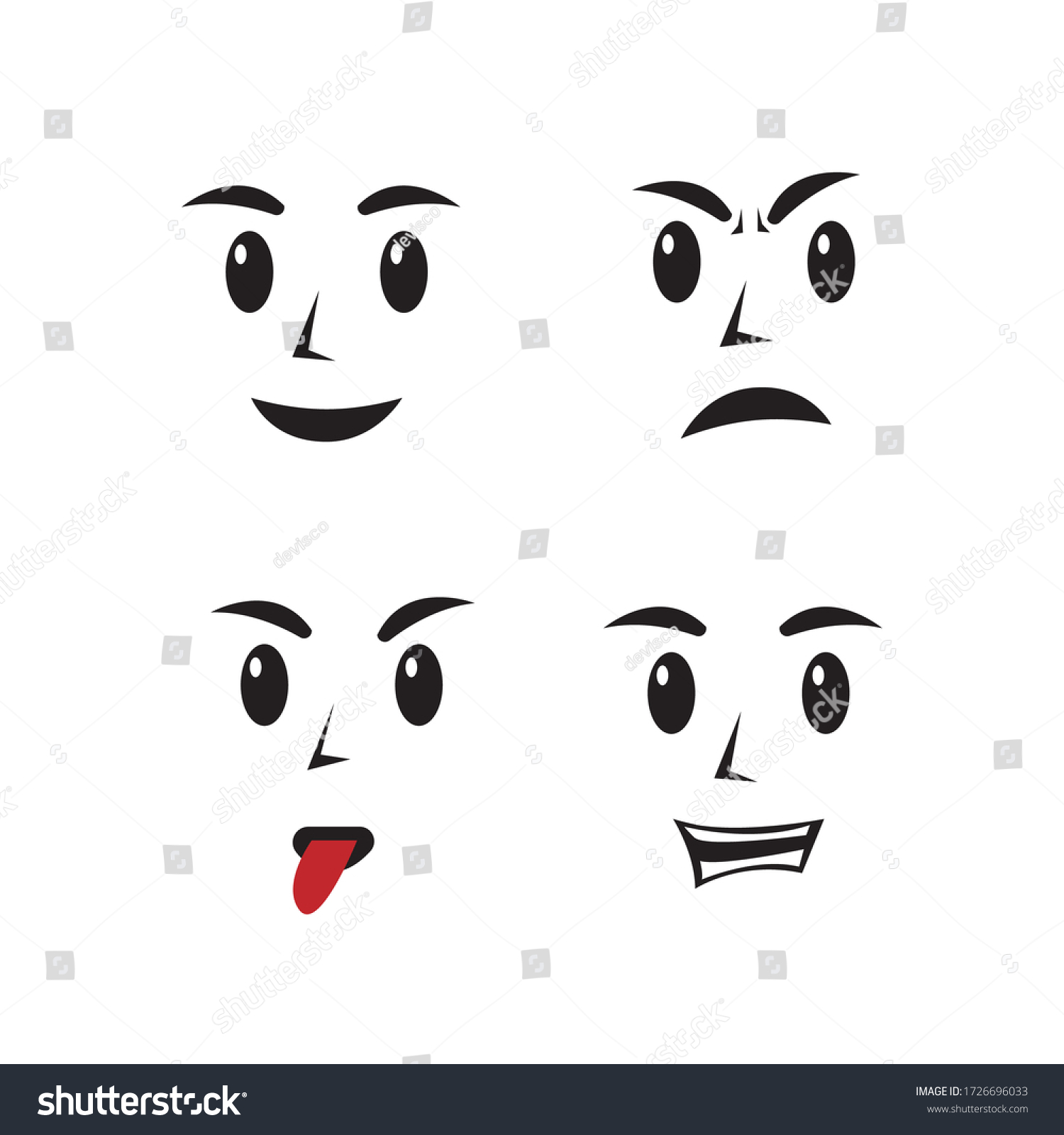 conjunto de ilustraciones de caras: vector de stock (libre de regalías ...