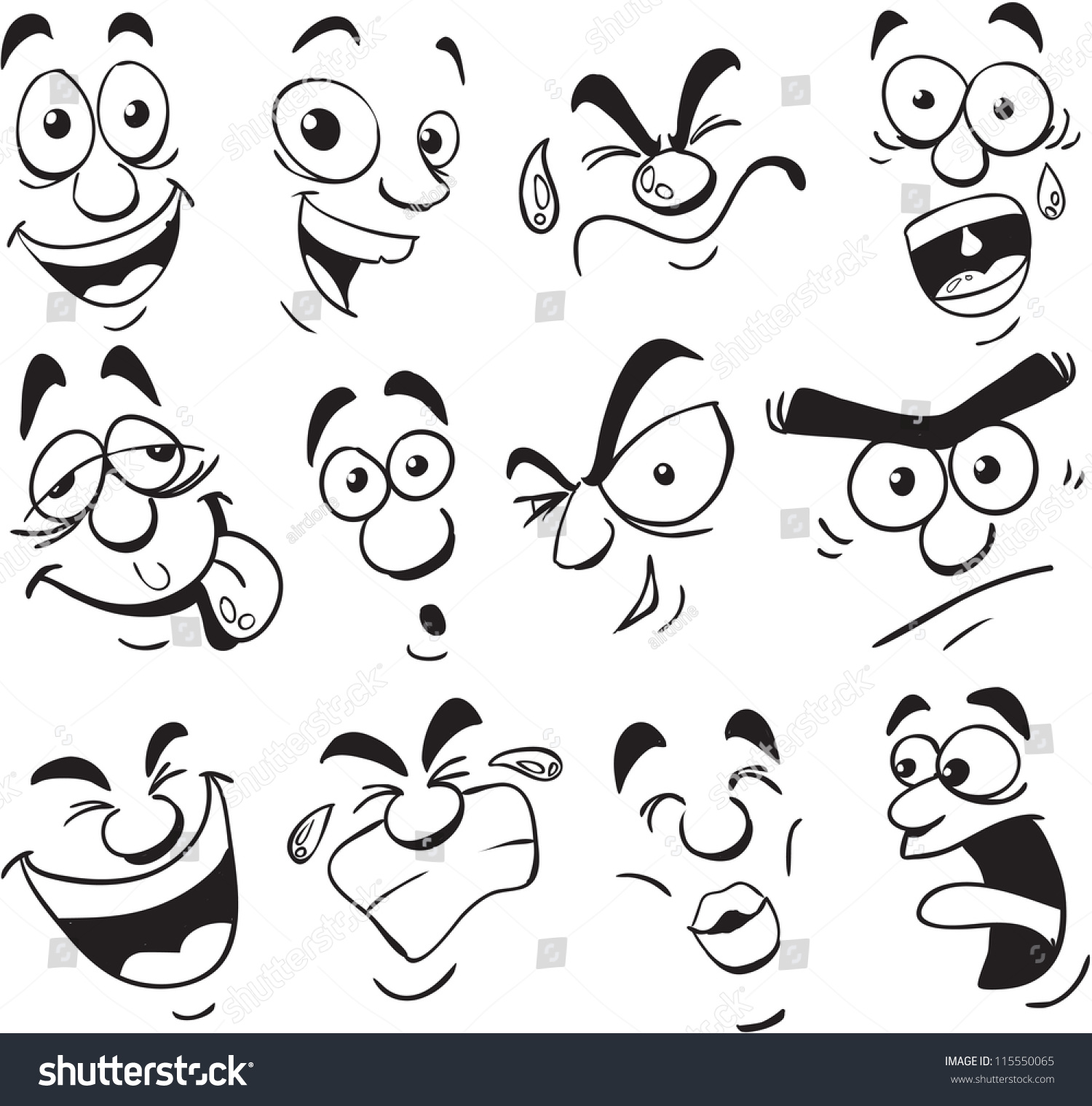 Facial Expression Comic Cartoon Style Stock Vector 115550065 - Shutterstock