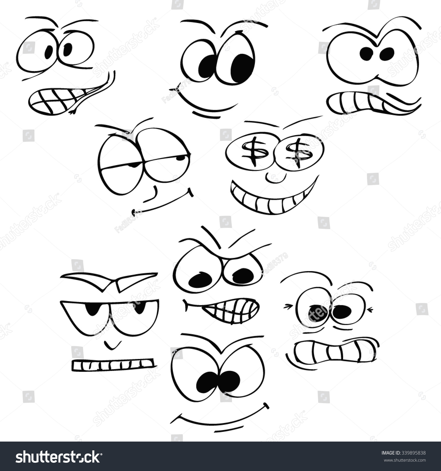 Facial Expressions Stock Vector (Royalty Free) 339895838 | Shutterstock