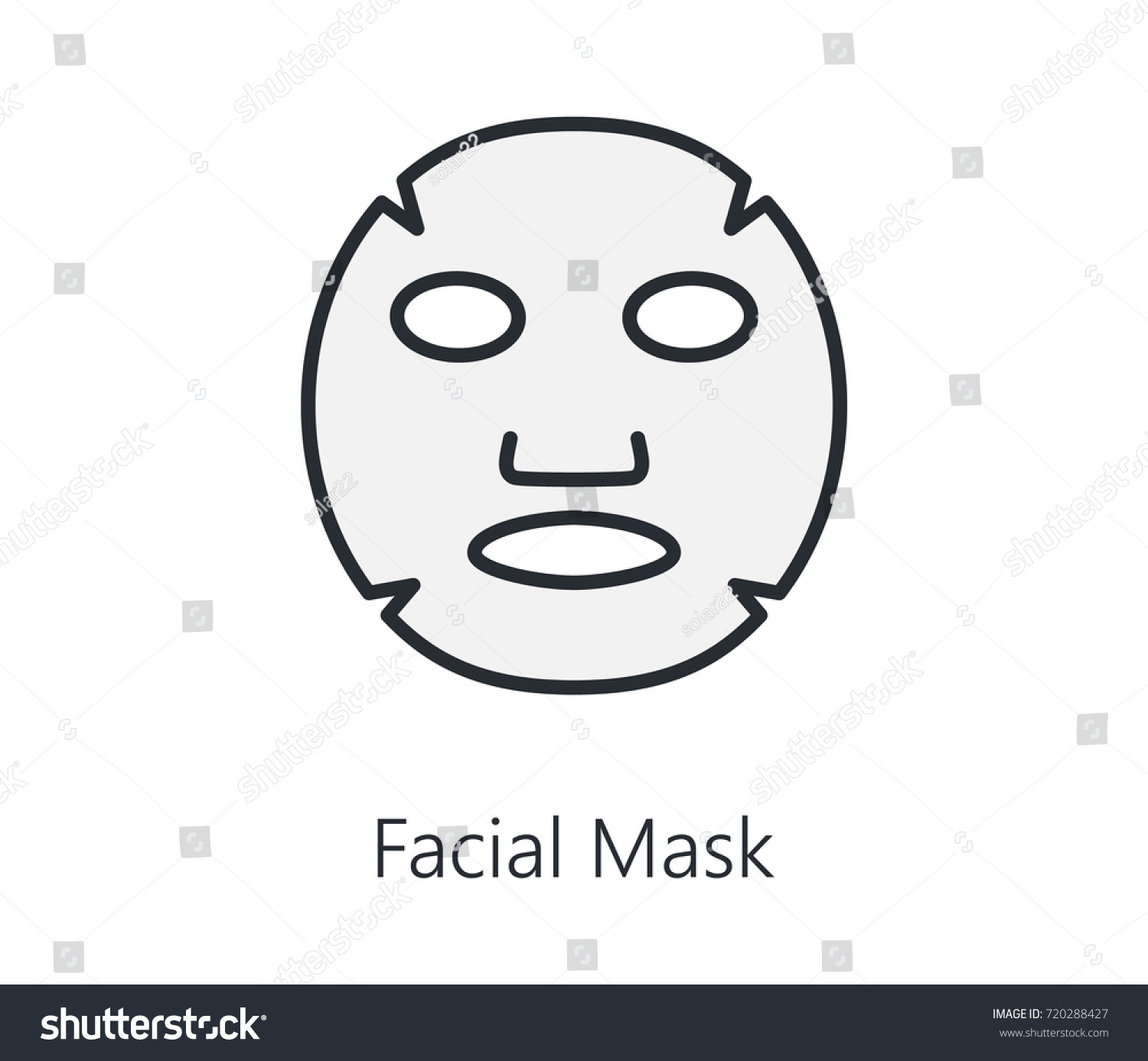 Facial Sheet Mask Front Side Line Stock Vector (Royalty Free) 720288427