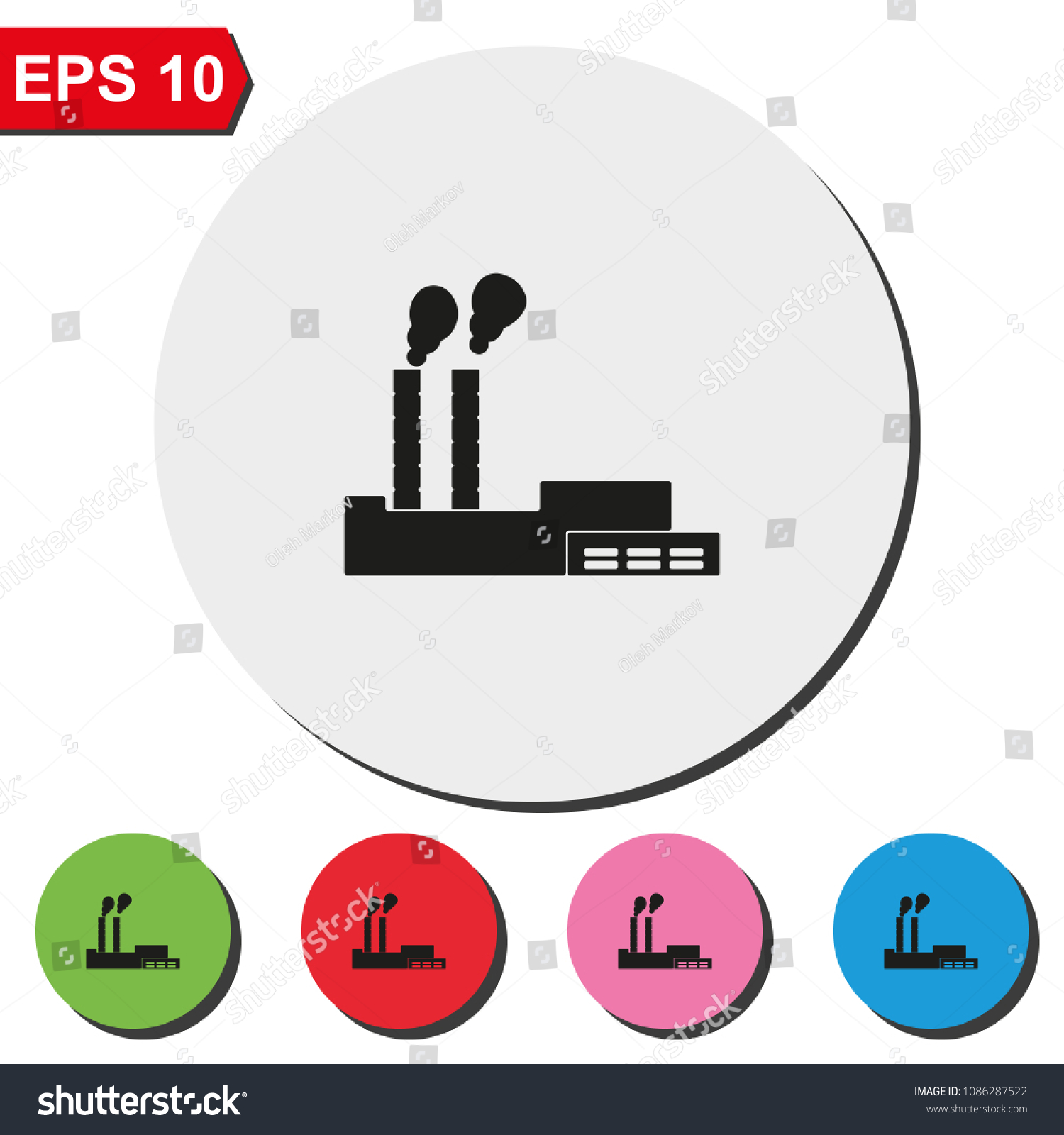 Factory Flat Round Colorful Vector Icon Stock Vector (Royalty Free ...