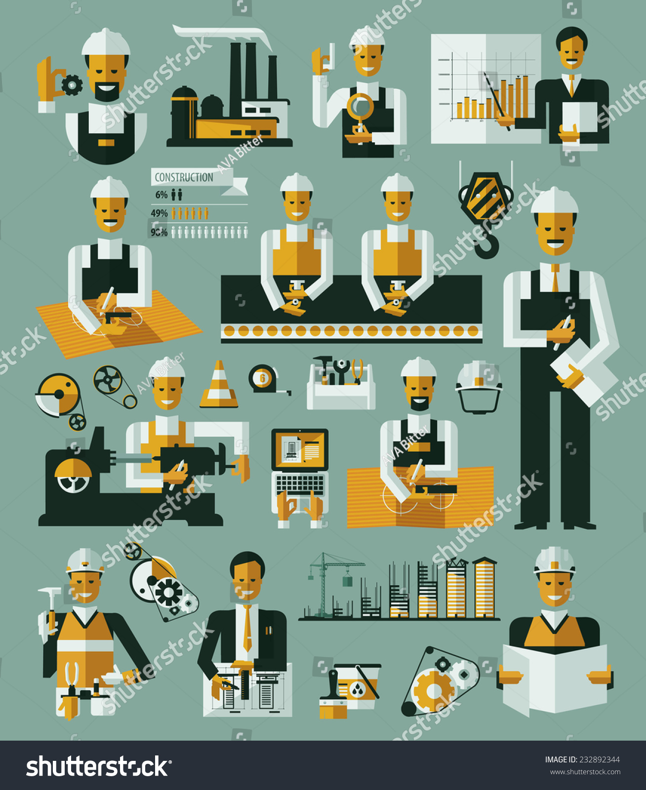 Factory Production Process Icons Set Infographic 스톡 벡터로열티 프리 232892344 Shutterstock 9193