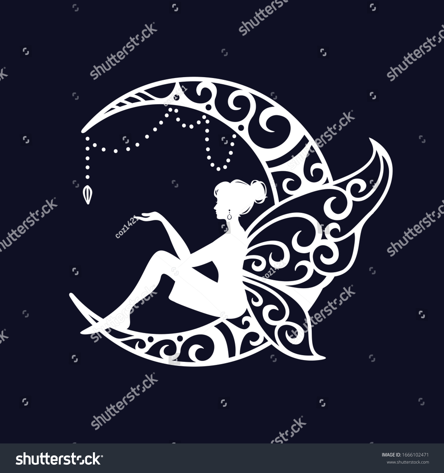 Download Fairy Crescent Moon Cut File Illustration Stock Vector Royalty Free 1666102471