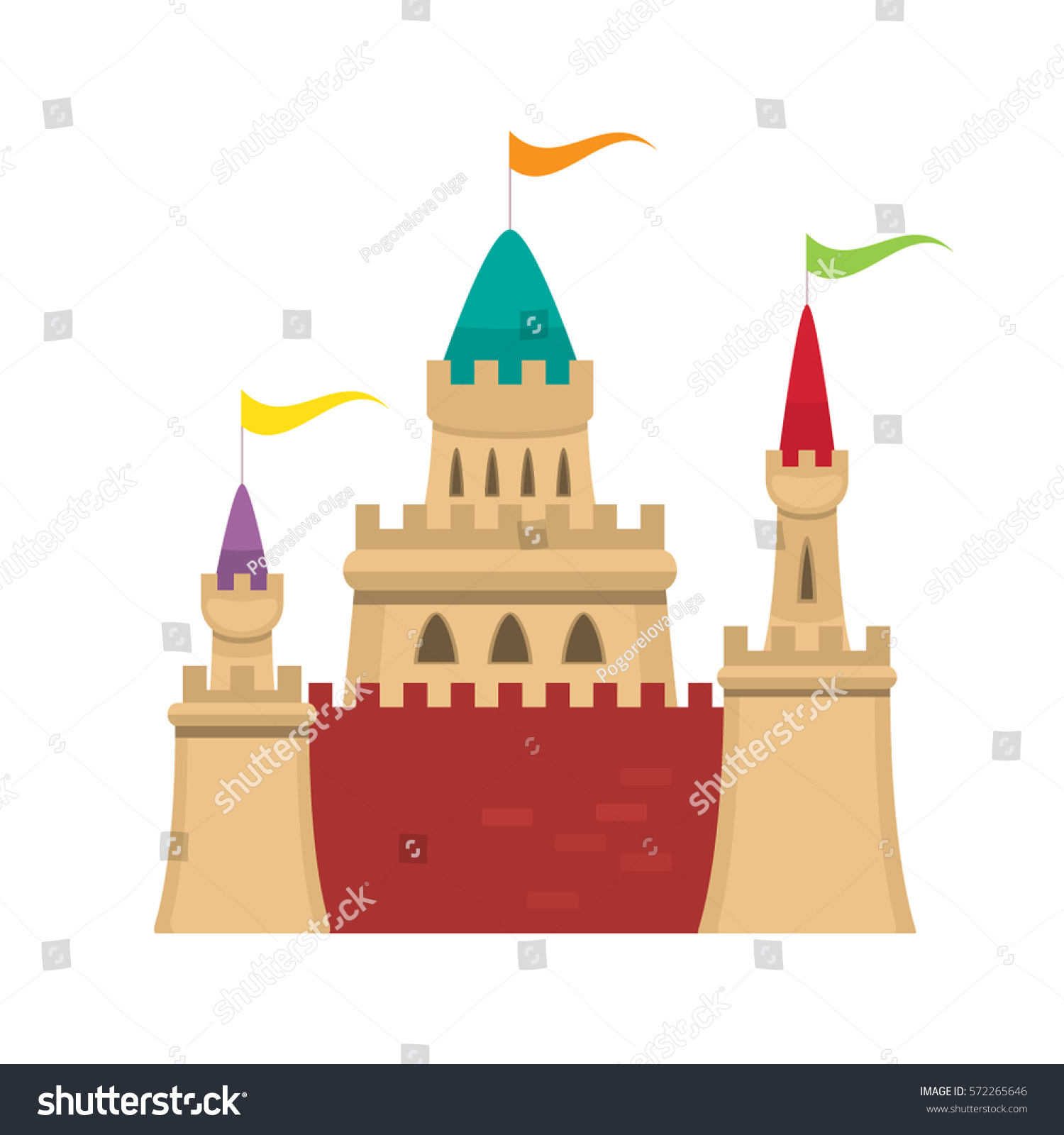 Fairy Medieval Castle Cartoon Style On Stock Vector (Royalty Free ...