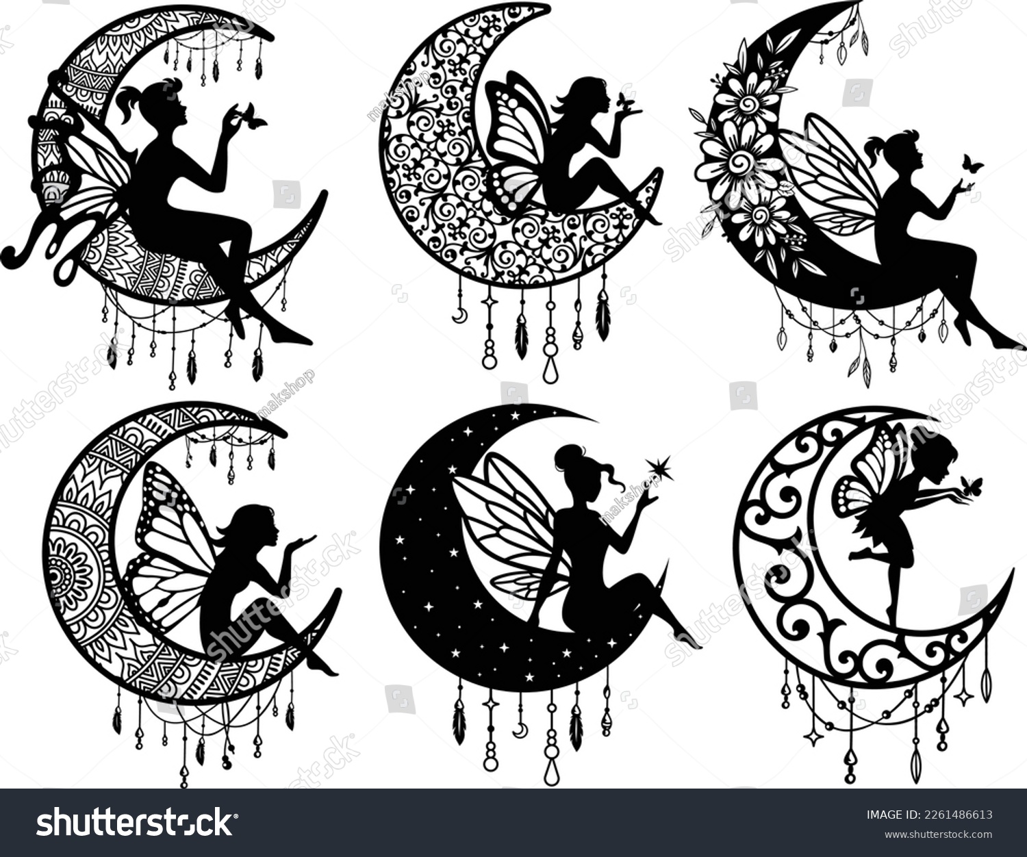SVG of fairy moon svg paper cut bundle svg