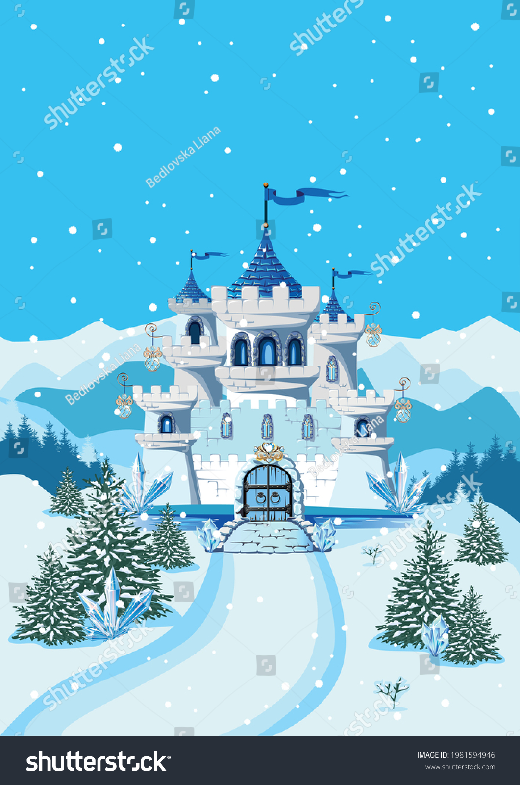 31 383 Winter Castle Background Gambar Foto Stok And Vektor Shutterstock