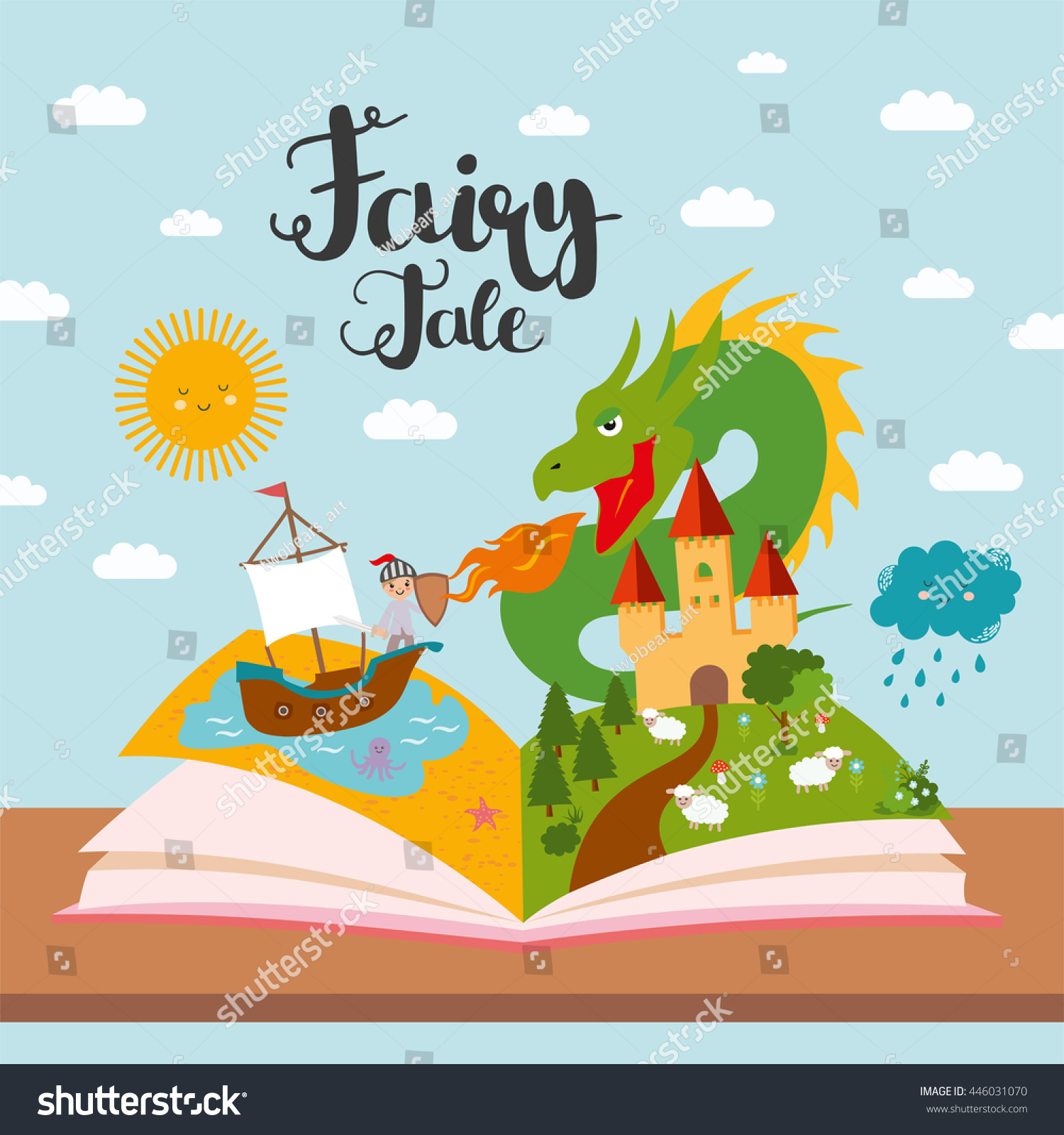 Uncategorized Fairy Tale For Kids fairy tale concept kids illustration evil stock vector 446031070 with dragon ship on sea dense forest